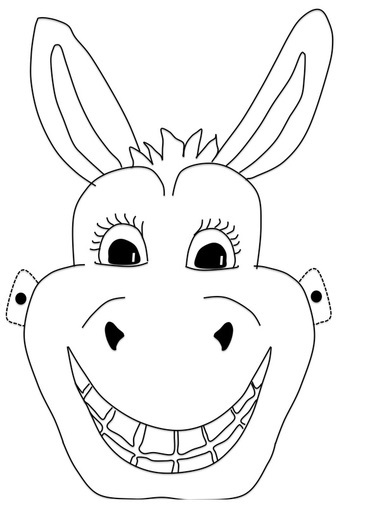 çocuklar için hazır kağıttan Eşşek maskesi şablonu